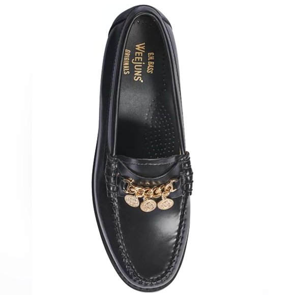 G.H. Bass & Co. Women’s Penny Black Loafers with Gold...